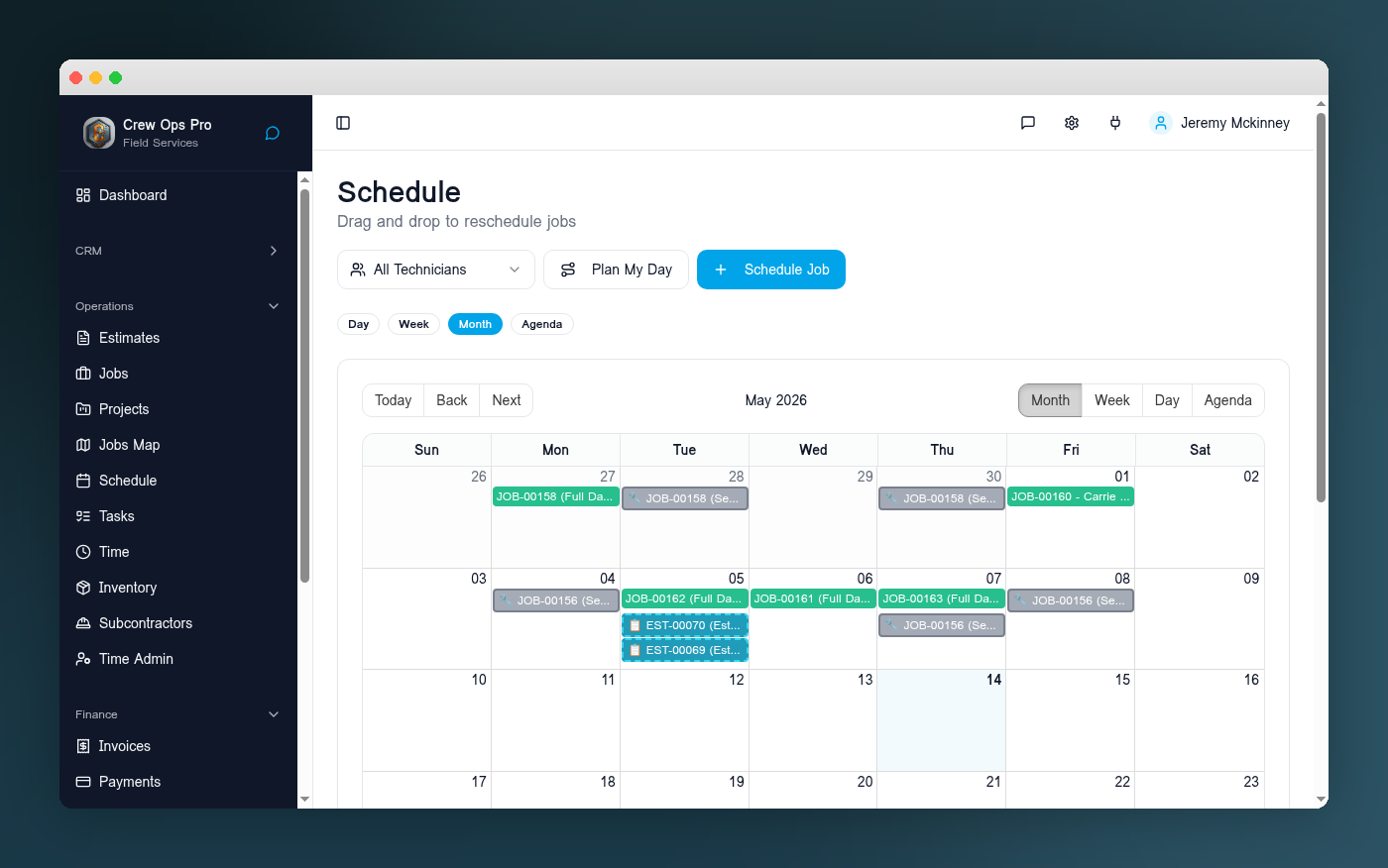 Scheduling & dispatch — CrewOpsPro screenshot