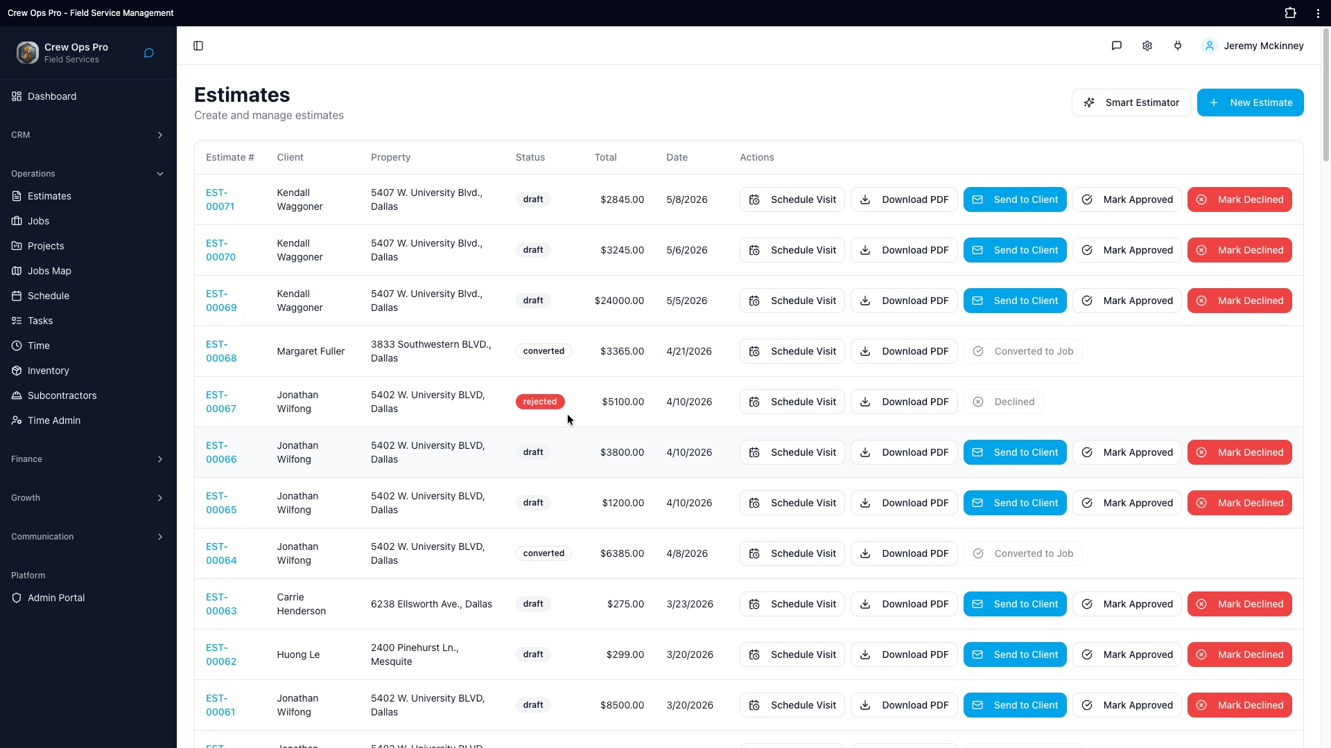 Estimates — CrewOpsPro screenshot