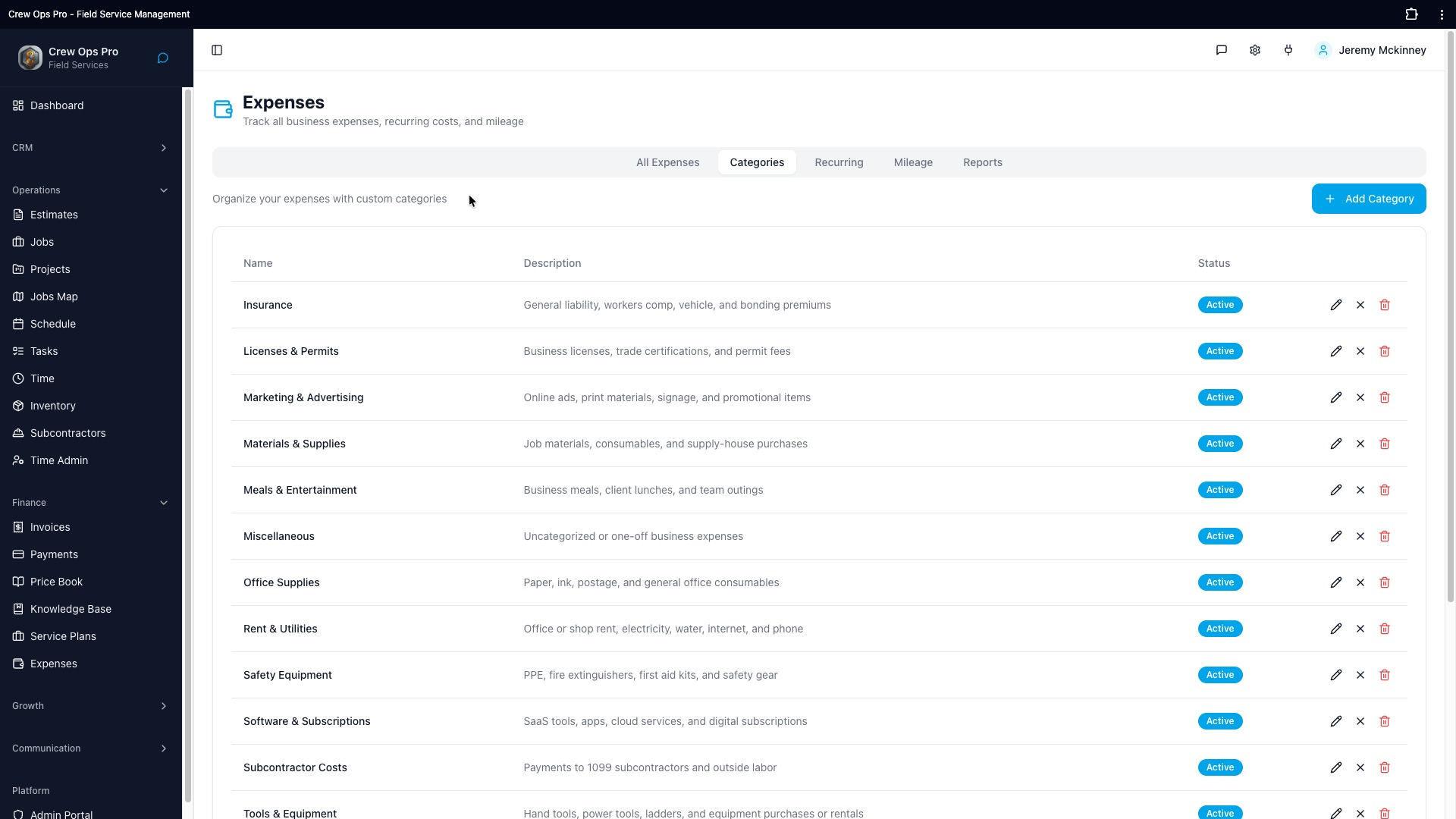 Expenses — CrewOpsPro screenshot