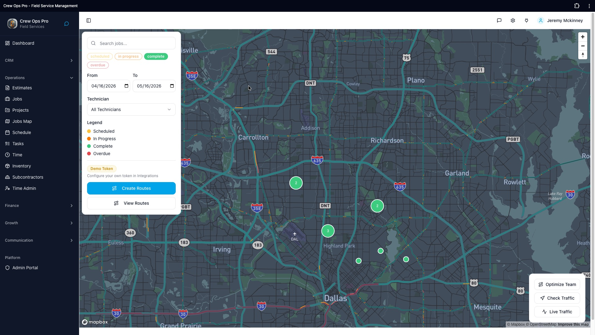 Job tracking — CrewOpsPro screenshot