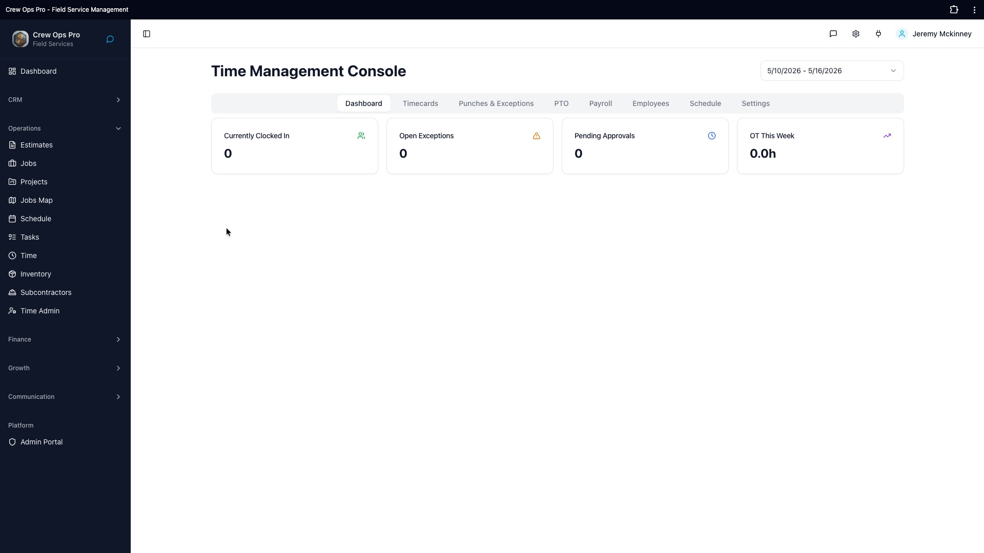 Team management — CrewOpsPro screenshot